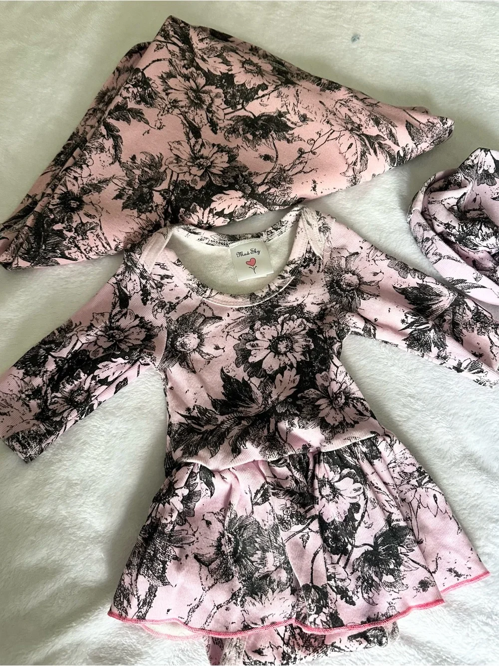 Blooming Blush Pink Floral Baby Pajama Set by